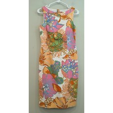 David Meister Retro Floral Sleeveless Dress Size 4
