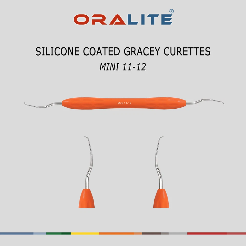 Escalador periodontal de instrumento dental Gracey Curette mini 11/12 recubierto de silicona Foto 2 de 3