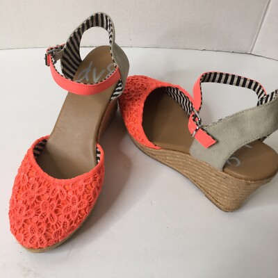 Stitch Fix DV8 Dolce Vita Size 10 Neon Orange Lace Wedge Ankle Buckle