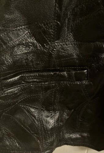 Italian Stone Design Genuine Leather Biker Motor Vest With Patches Size XL Black - Picture 6 of 12