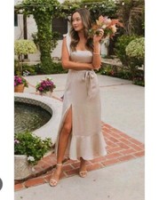 NWT SHOW ME YOUR MUMU Claire Midi Dress Women’s Sz L Champagne Luxe Satin