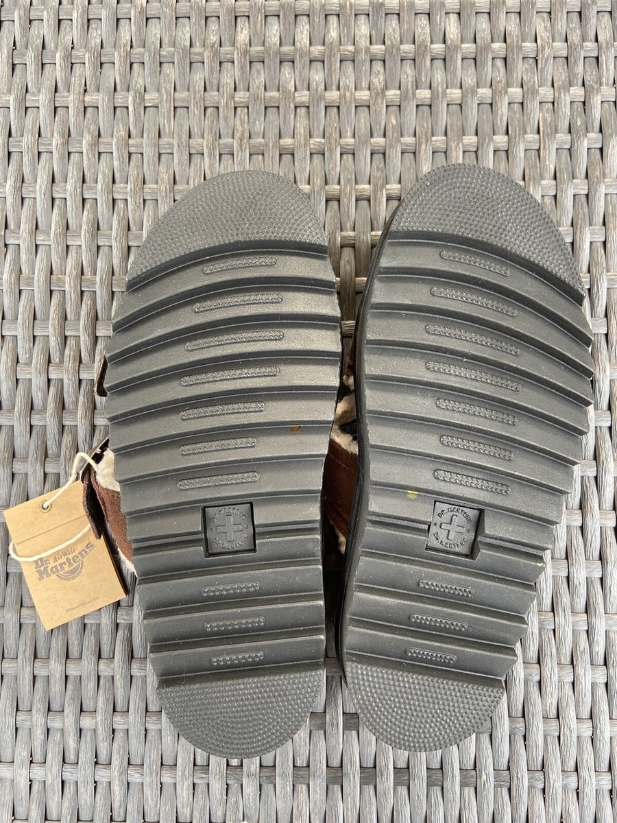 Dr. Martens Myles Fur Lined Buckle Slide Sandals Dark Brown Dr. Martens Myles Fur Lined Buckle Slide Sandals Dark Brown