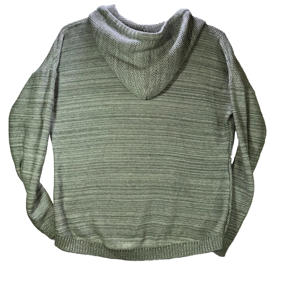 Suéter con capucha tallado con volantes XL para mujer gris tejido 1/4 botón corbata (44X25) Foto 2 de 4