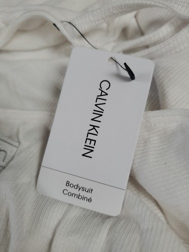 Calvin Klein Women's Pure Ribbed Sleeveless Modal Bodysuit QF6446 White Sz.M NEW - Picture 6 of 6