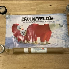 Stanfield's Polar Therm Underwear Bear & Cubs Poster 1998 Original 27" x 15"