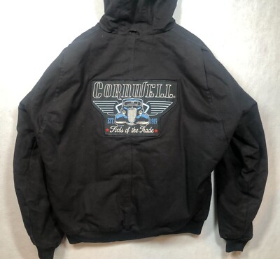 Berne Workwear Cornwell Tools Canvas Jacket Black Work Coat Quilted Hood  Mens XL