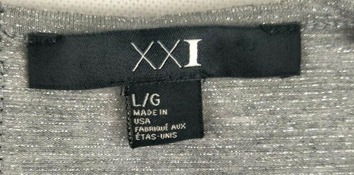 Forever 21 Shirt Womens Size L/G XXI Silver Grey Short Sleeve Top Made In USA - Picture 9 of 12