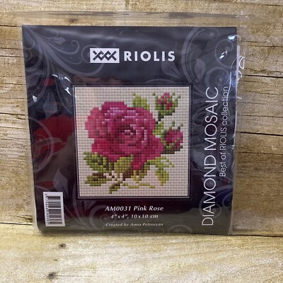 Riolis Diamond Painting Mosaic Kit Pink Rose 4'' x 4''  10 cm x 10 cm