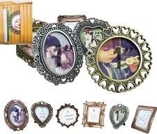 6 Pcs One-Inch Vintage Frame, Tiny Metal Photo Frames, 1" X1 1/2" Antique Mini P