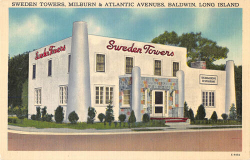 Sweden Towers restaurant Baldwin Long Island New York  postcard color vintage - Picture 1 of 2