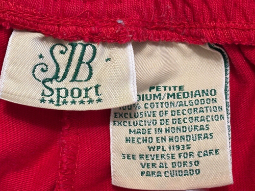 SJB Sport Red Shorts Logo 2 Pockets Elastic Waist Cotton Size PM - Picture 6 of 9