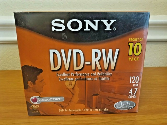 Sony Blank Dvd Rw 10 Pack 4 7gb 120 Minutes Blank Disc New