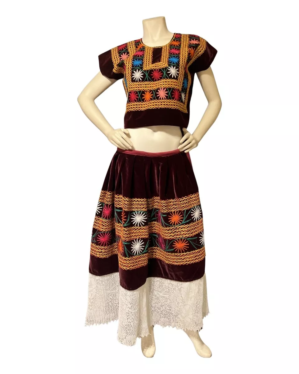 VTG Mexican Huipil Dress Tehuana Embroidered from Oaxaca Vintage