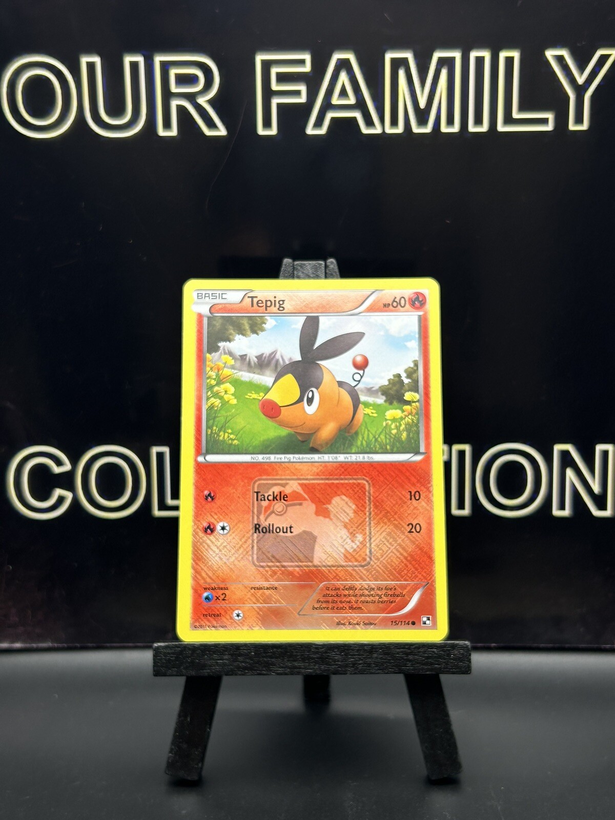 Tepig - 15/114 - Promotional Crosshatch Holo Pokemon League Tepig Season 2011 NM