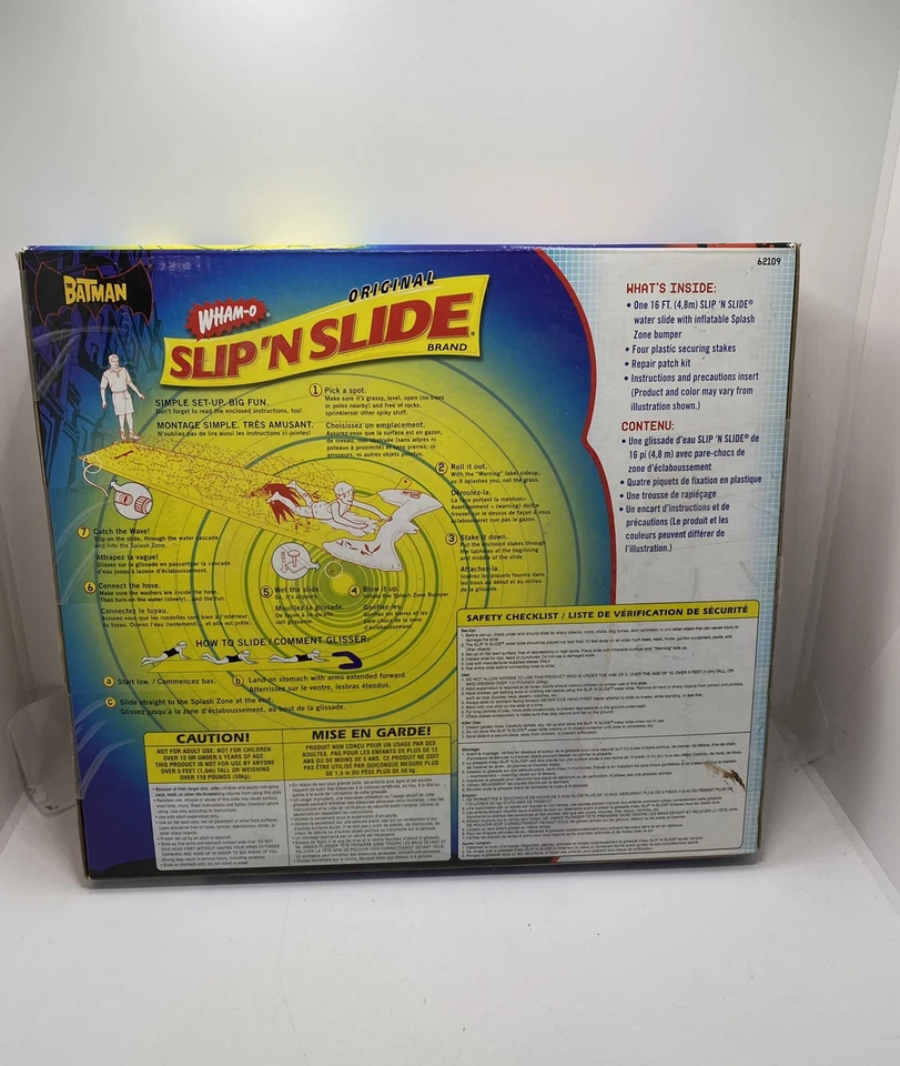 Wham-O Original Slip 'N Slide DC Batman Brinquedo Aquático Selado Novo Na Caixa Verão Crianças - Imagem 2 de 4
