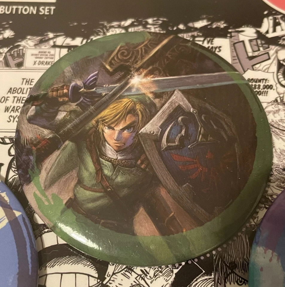 The Legend Of Zelda Link Anime Pinback Buttons/Badges 4 x Piece Set * Brand New - Image 4 of 4