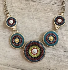 Necklace Ethnic Multicolor Boho Retro Statement Chunky Pendant Fashion 20-23 In