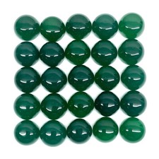 25 Pcs Natural Green Onyx Round Cabochon Loose Untreated Gemstones 13.5-14mm