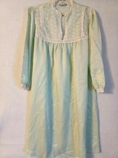 Christian Dior Light Green Satin Lace Long Nightgown sleepshirt Vintage women's