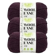 (3 Pack) Lion Brand Yarn 636-159G Wool-Ease DK Yarn, Eggplant