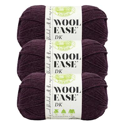 (3 Pack) Lion Brand Yarn 636-159G Wool-Ease DK Soft Yarn for Crochet, Eggplant