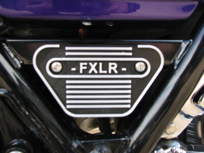 HARLEY FXR - FXLR - SIDE FRAME COVER BADGE PLATE - STAINLESS