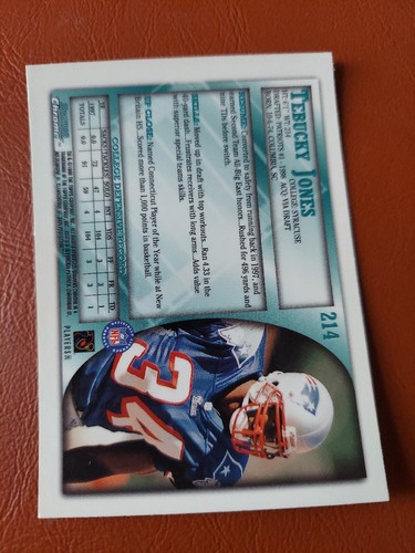 1998 Bowman Chrome Patriots Football Card #214 Tebucky Jones - Picture 2 of 2