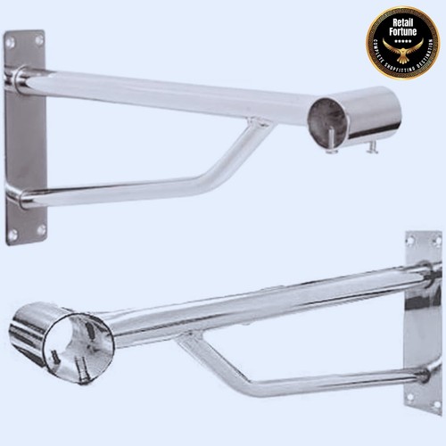 25mm HEAVY DUTY WALL FIX CHROME SUPPORT ARM BRACKET, WARDROBE HANGING RAIL - Picture 11 of 18