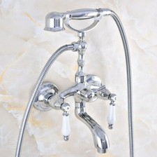 Wall Mount Chrome Brass Bathroom Tub Faucet Handheld Shower Mixer Tap Set 2tf851