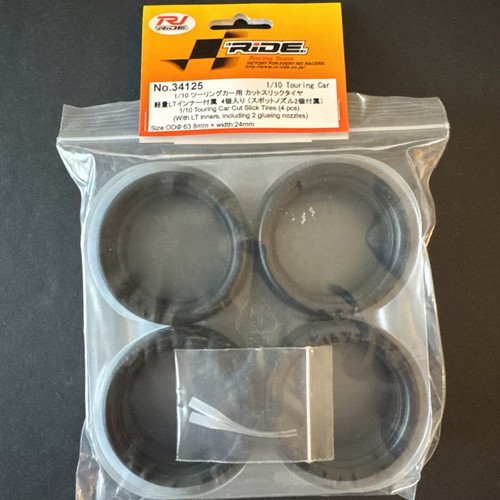 RIDE 34125 1/10 Touring Cut Slick Tires4(w LT Inners, 2 Glueing Nozzles) 1/10 TC