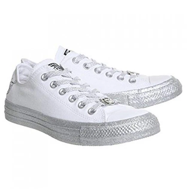 Converse x Miley Cyrus Chuck Taylor Blanco Plateado Brillante Nuevo Talla 35