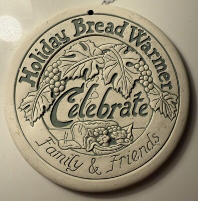 Vintage Holiday Bread Warmer Brown Stone Ceramic 6.5'' Signed Lyn Ulick 1990