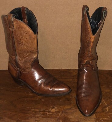 Code West Vintage Size 10M Cowboy Western Brown Leather Boots 81462 Made  