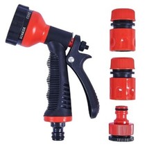 Image of 5 piece Garden Hose Connector Set Spray Gun Water Sprayer And Pipe Fittings