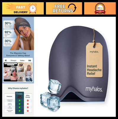 Cooling Migraine Relief Cap - 30% Thicker, Long-Lasting Ice Hat for Headaches &