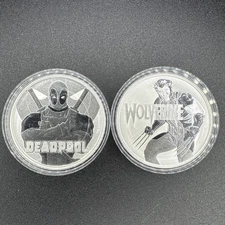 2018 Tuvalu 1 Oz .999 Fine Silver Coin Marvel Series Deadpool & 2021 Wolverine