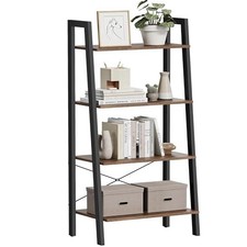 Ladder Shelf Bookcase 4-Tier Storage Shelves 22Inch Wide Hazelnut Brown