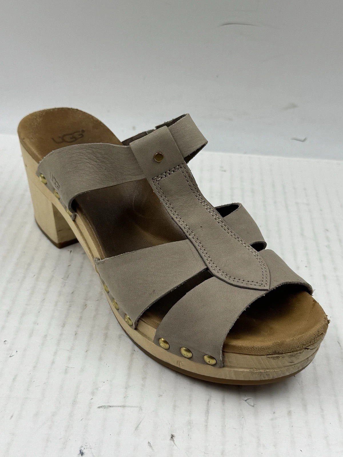 Sandali donna Ugg Jennie 8 scarpe comode punta aperta pelle marrone slide on