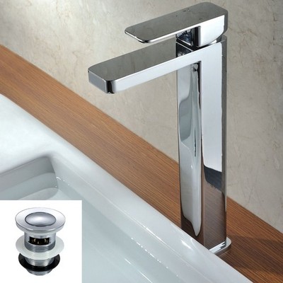 Glasur Wasserhahn Monoblock Arbeitsplatte hoch Badezimmer Spüle Waschbecken Mixer Wasserhahn & Abfall