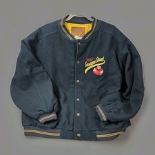 Vtg 90s Sesame Street Varsity Jacket XL Green Yellow Elmo Cartoon Embroidered