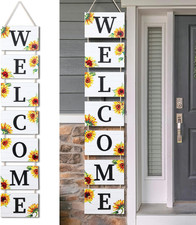 59 Inch Sunflower Welcome Sign Wooden Porch Sign 3D Welcome Hanging Wall Signs w