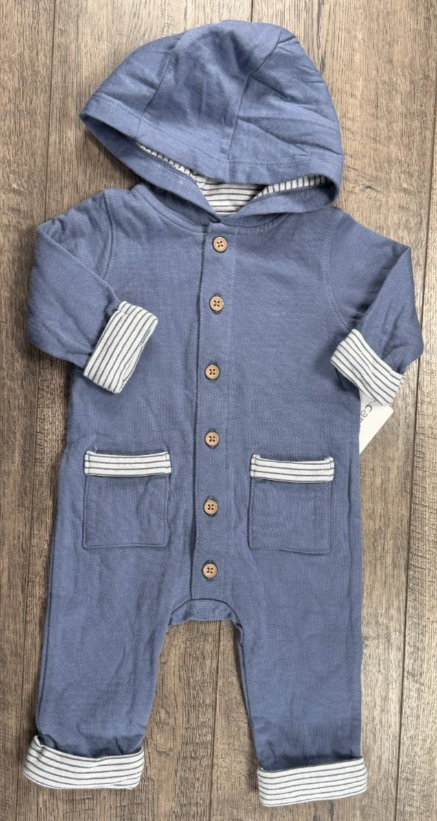 Baby Boy Clothes New Carter's 3 Month Blue Cuffed Hooded Outfit