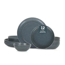  Elio 12-Piece Dinnerware Set Stoneware, Plates 12-Piece - Service for 4 Blue