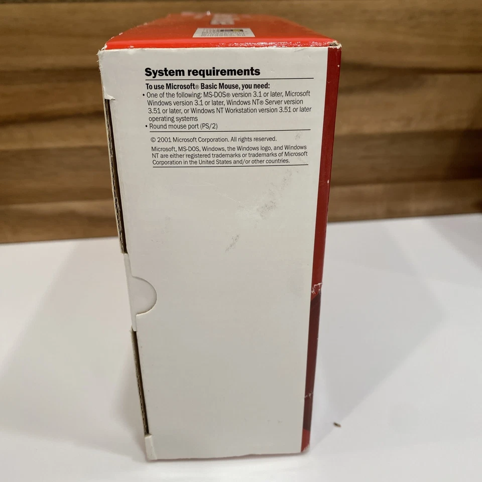 Microsoft White Basic PS/2 Mouse In Box PC Windows 98, 2000, New - Image 3 of 4
