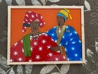 SENEGALESE HAND PAINTED REVERSE GLASS PORTRAIT PAINTING OF A MAN & A WOMAN — photo 1