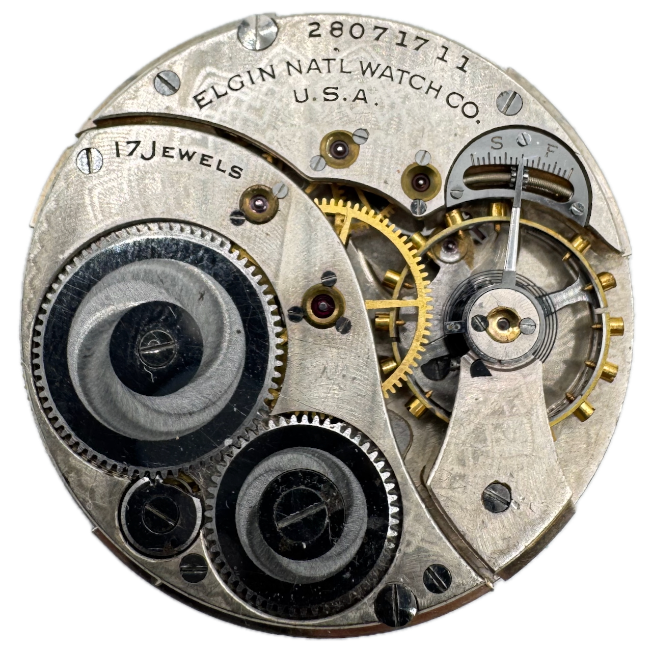 Antique 12s 1925 Elgin 17 Jewel Mechanical Pocket Watch Movement 345 USA