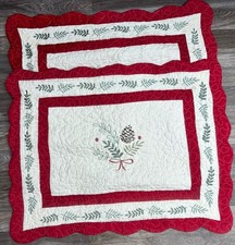 2 Christmas Holiday Quilted Standard Pillow Shams Farmhouse Country Cottage