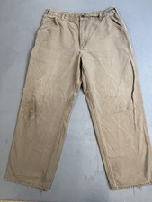Carhartt Pants Mens 36x30 Tan Dungaree Fit Canvas Workwear Carpenter Distressed