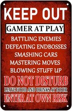 Keep Out Gamer At Play Do Not Disturb Enter Own Risk Tin Metal Signs Home Décor