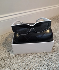 CHANEL CH6056 Cat Eye Women Sunglasses Black Frame  Gray Lens
